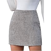 MakeMeChic Women's Plaid Mini Skirt High Waist Pencil Bodycon Short Fall Skirts