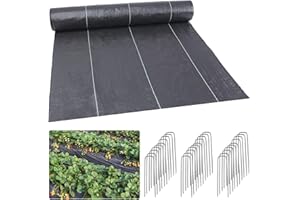 automoris 3.2OZ 6 * 300FT Weed Barrier Landscape Fabric with 100pcs 6inch Garden Staples,Heavy Duty Woven Ground Cover Weed F
