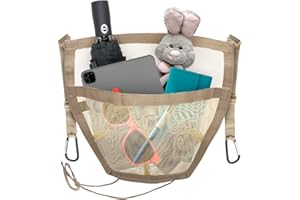 CAR CACHÉ Car Cache Purse Holder for Car - Net Pocket Organizer for Handbag Storage Between Seats - Dog Car Barrier - Car Accessories for Women - Tan