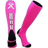 MadSportsStuff Triumph Pink Ribbon Breast Cancer Awareness Socks for Football Baseball Softball Boys Girls Men Over the Calf