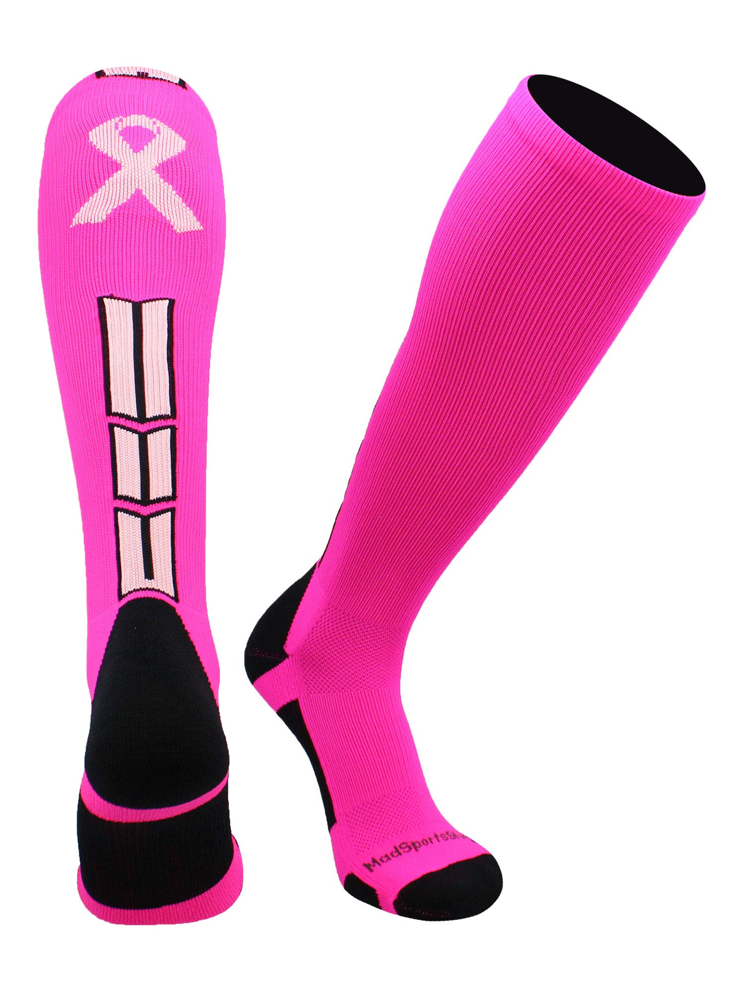 MadSportsStuff Triumph Pink Ribbon Awareness OTC Calcetines (rosa neón/rosa pálido, pequeño)