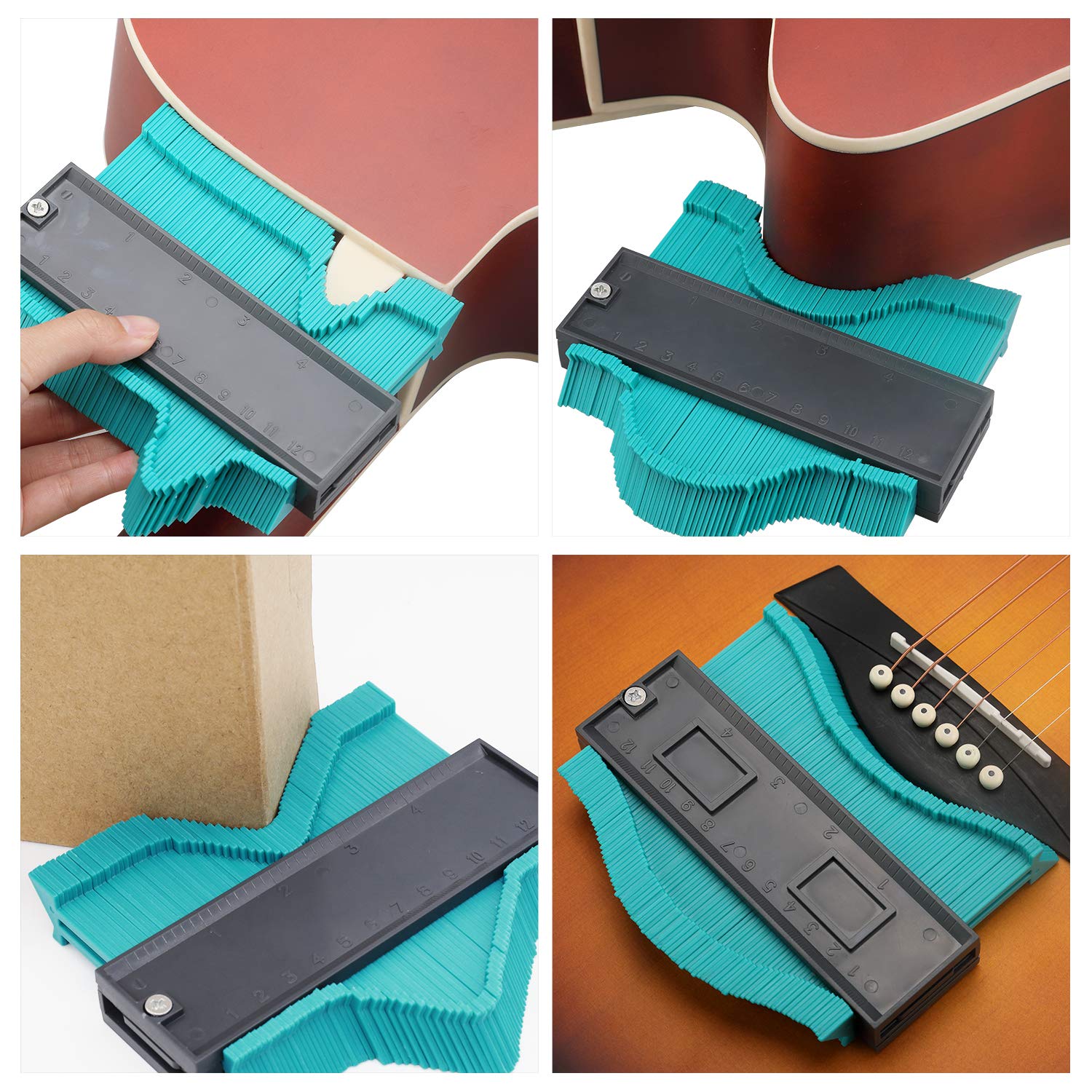 Seven Sparta Contour Gauge Duplicator, 5 Inch Profile Guide for Woodworking Project Copy Layout Shape, Tracing Pipe Tile Frame Template, Measuring Tool for Perfect Fit and Easy Cutting (Green)