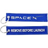 EL8-008 Space X REMOVE BEFORE LAUNCH blue Keychain or Luggage Tag or zipper pull SpaceX