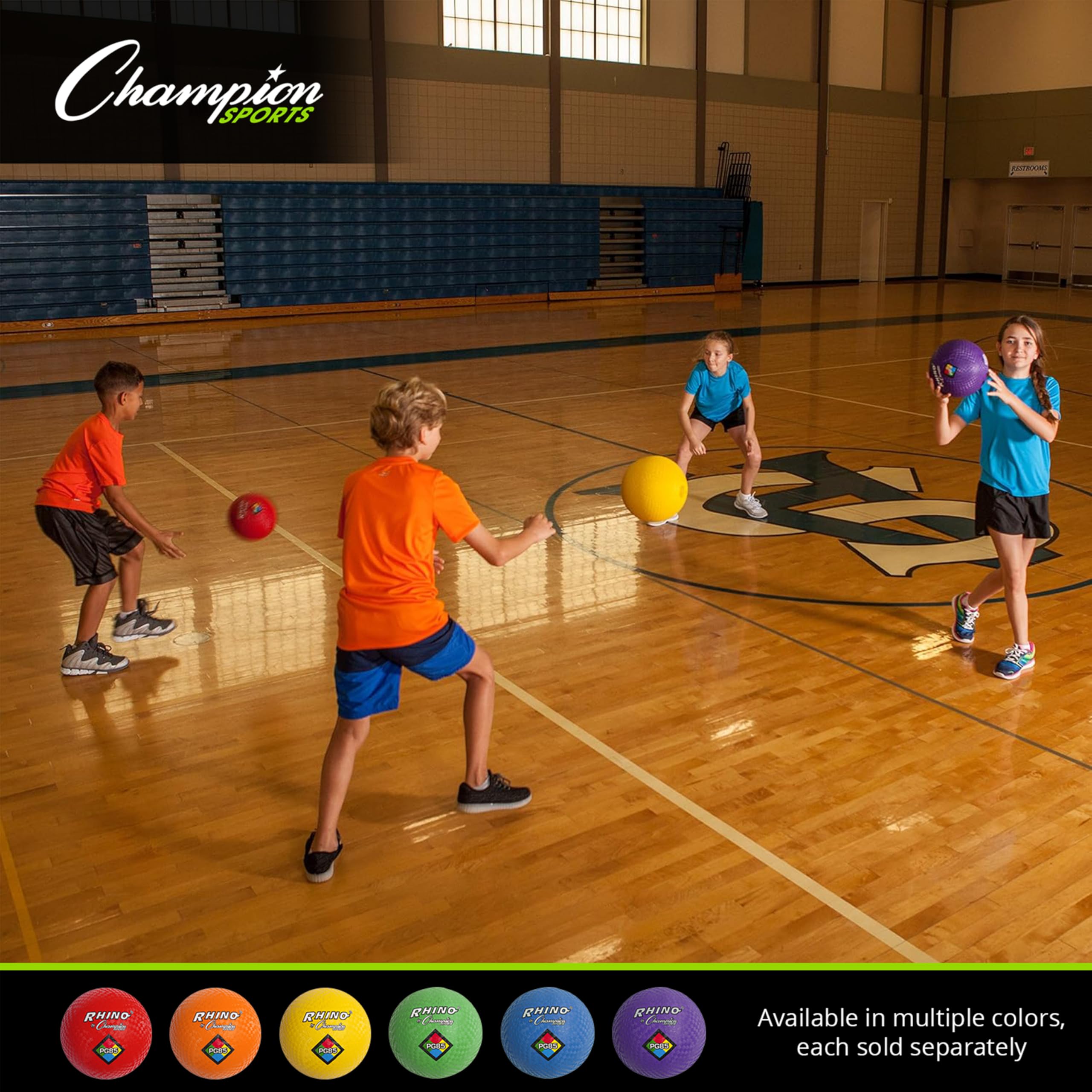 Champion Sports Playground Balls – Single Balls & Sets, Multiple Colors, Durable Nylon-Wound Construction for Kickball & Indoor/Outdoor Play