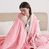 ESTINGO Heated Blanket Throw, Electric Throw Blanket with 5 Heating Levels & 4 Hours Auto Off, Soft Cozy Flannel Sherpa Electric Heated Blanket with ETL Certified for Office, 50"x60", Pale Pink