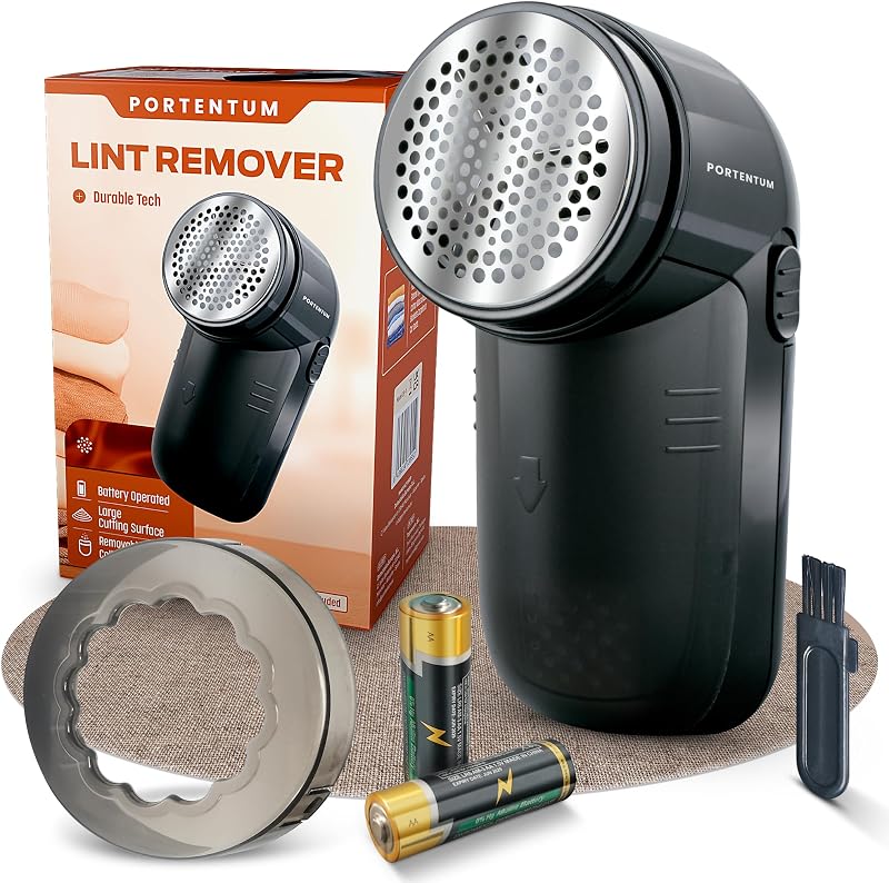 Rasoir Anti Bouloche Anti Peluche Électrique - Lames en Acier Inoxydable. Conteneur à Peluches Amovible. Piles incluses et Brosse de Nettoyage
