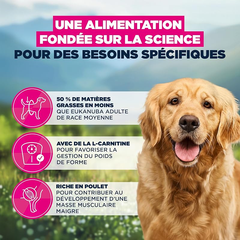 Overweight pour Chiens au Poulet - Aliment Sec Special Care à Faible teneur en matières Grasses, destiné à la Perte de Poids des Chiens sujets à la Surcharge pondérale, 12 kg