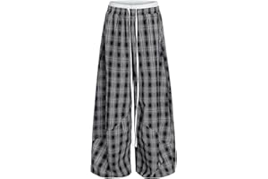 Aelfric Eden Plaid Baggy Sweatpants Women Double Waist Streetwear Y2K Unisex Casual Wide Leg Elastic Waist Trousers Pants