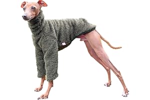 D DOGGY STAR Italian Greyhound Clothes Warm Fleece Sweater T Shirts Whippet for Dogs (M,Fleece Khaki)