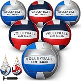 Woanger 6 Pcs Volleyballs Official Size 5 Waterproof Soft Recreational Volleyball with Pump and Net Bag Indoor Outdoor Beach Sports Gym Back to School