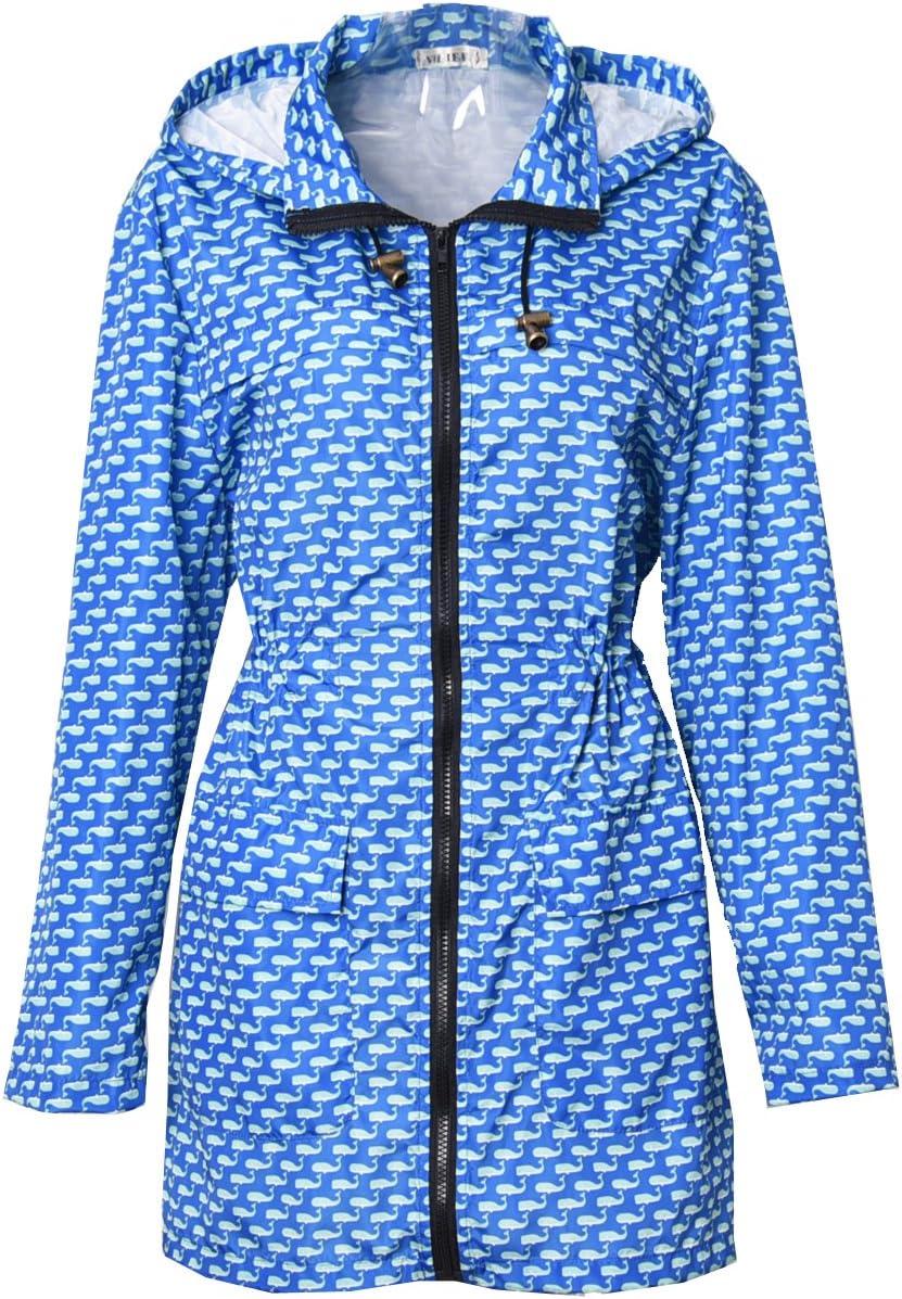 Ladies Women Rain Mac Raincoat Showerproof Fishtail Cagoule Kagool Festival Parka Jacket Hoodie Lightweight Shower Proof Rain Coat Size 8-24
