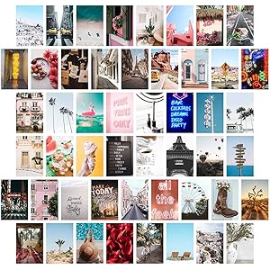 Wall Collage Kit Aesthetic Pictures, Bedroom Decor for Teen Girls, Wall Collage Kit, Collage Kit for Wall Aesthetic, Girls Bedroom Decor, Aesthetic Posters, Collage Kit (Set of 50, 4 x 6 inch)