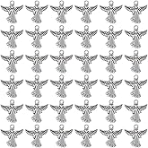 Honbay 60PCS Antique Silver Angel Pendants Guardian Charms Alloy Religious Pendant Cute Tiny Beads for Keychains Earrings Bracelets Necklaces Jewelry Making and DIY Crafts