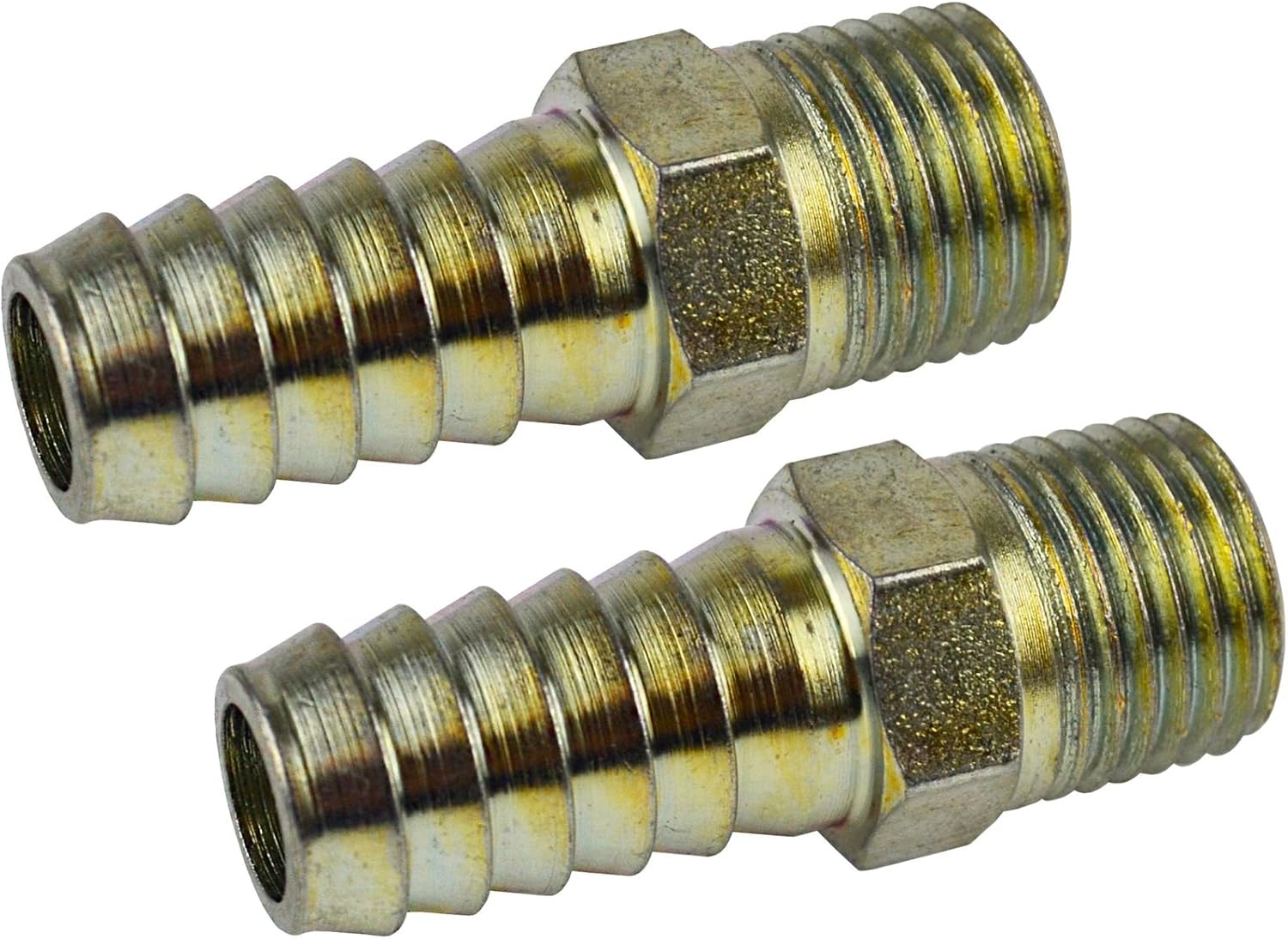 Raccord Droit Mâle 3/8" X 1/2" NPT En Laiton Nickelé - Pack De 2 - Pour Tuyaux Pneumatiques