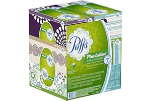 PROCTER & GAMBLE Puffs Plus Lotion Facial Tissues; 6 Family Boxes; 124 Tissues per Box