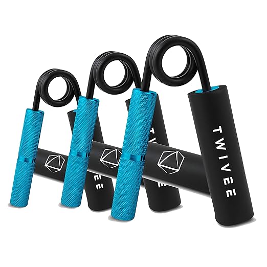 TWIVEE - 3er Fingerhantel Sparset - Profi Fingerhanteln 100-150 - 200 lbs - inklusive ebook-Trainingsguide, Griffpolster und 