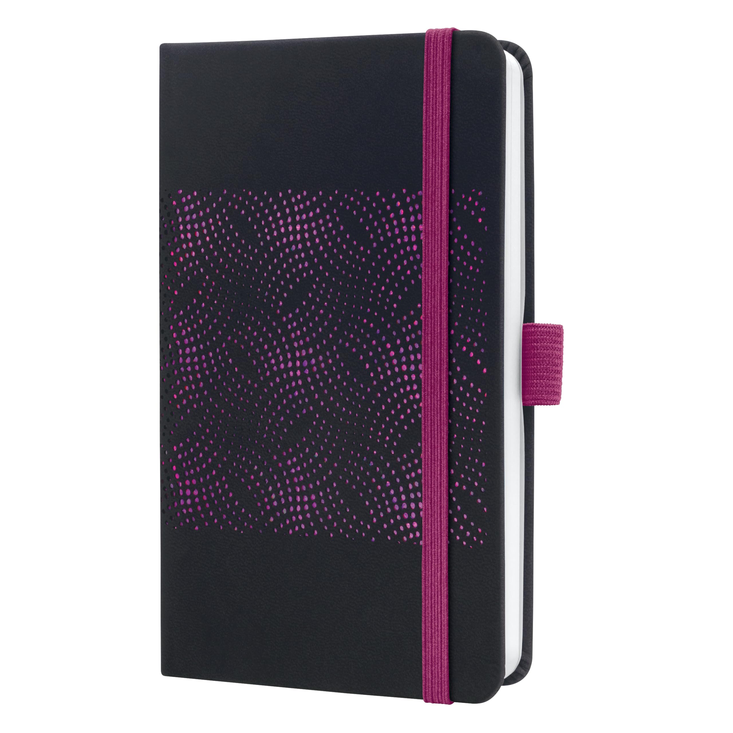 SIGEL J5212 Jolie Weekly Planner 2025, hardcover, 9,5 x 15 cm, 174 Pages, Black, Pink