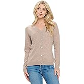 Mariyaab Women's 100% Cashmere Soft Long Sleeve V Neck Button Cardigan