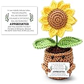 IDWHUIE Thank You Gifts, Emotional Positive Support Crochet Sunflower, Appreciation Gifts for Teacher Mom Dad Grandma Mentor, Crochet Sunflower for Teacher's Mother's Father's Day, 10