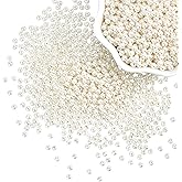 PH PandaHall 2300pcs Glass Pearl Bead 3mm Tiny Spacer Beads Round Loose Beads Pearl Imitation Beads for Earring Necklace Bracelet Waist Chain Hair Accessory Weeding Vail Gloves Dresses, 0.7~1.1mm Hole