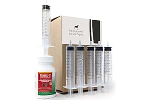 SAFRAN LIVING Nemex 2 Liquid Dewormer for Puppies & Dogs (2 oz) w/ Six Oral Syringes (10 mL, 2 Tsp.) - All Life Stages, Including Lactating - Pyrantel Pamoate Controls Hookworms & Roundworms - Tasty Caramel Flavor