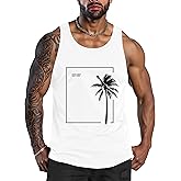 Men Tank Top Beach Summer Hawaii Vacation Plam Tree Graphic Workout Muscle Sleeveless Shirts for Men