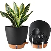 2 Pack 8 Inch Pots for Plants Indoor, Plastic Self Watering Planters with Drainage Holes, Water Level Indicator & Deep Reserv