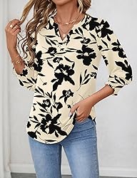 LOMON Women's 2025 Fashion Tops 3/4 Length Sleeve
