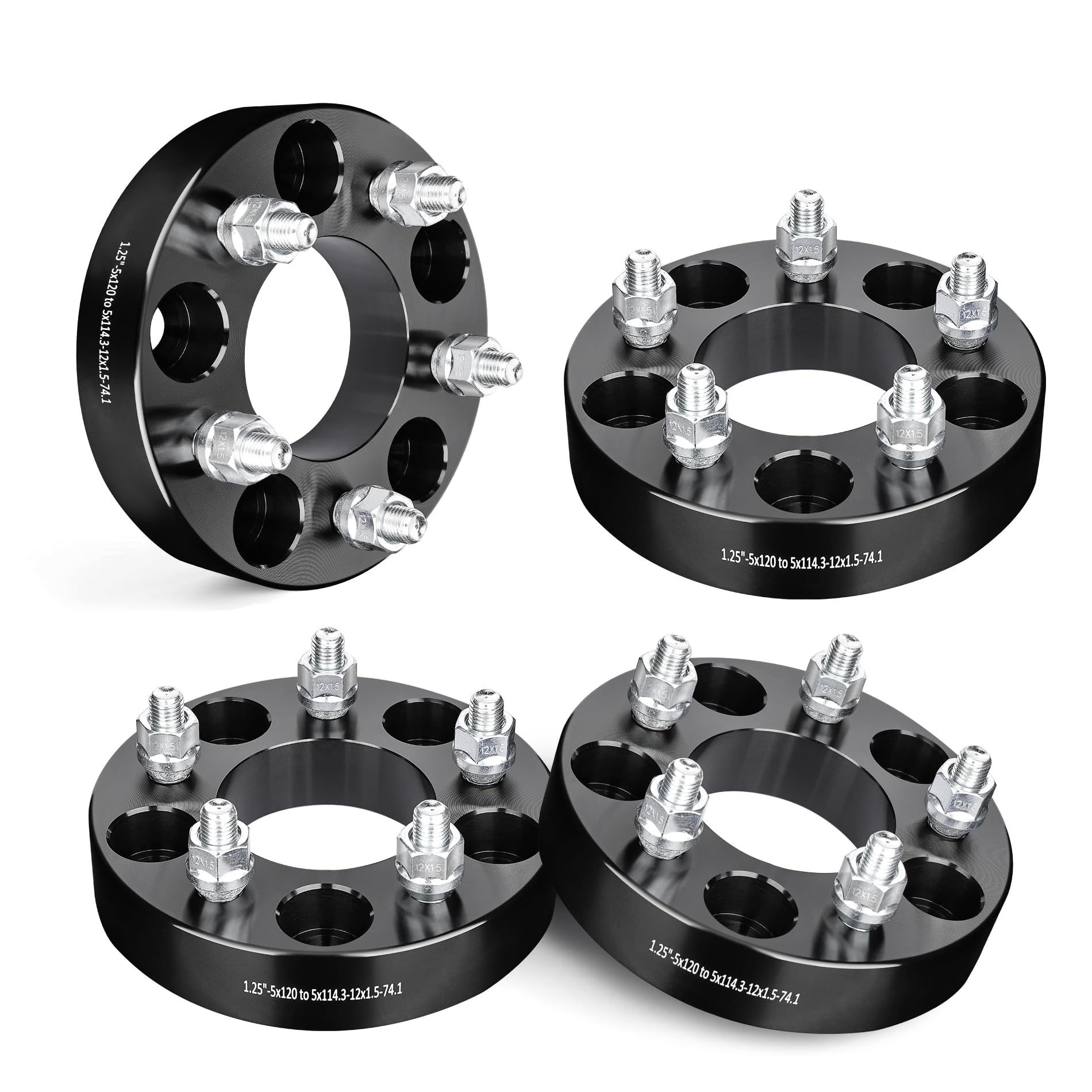 Photo 1 of ***LIKE NEW/OPEN BOX***EVIL ENERGY 5x4.75 to 5x4.5 Wheel Adapters 1.25 inch Compatible for Chevy 2010-2024 Camaro, 5x120.65mm to 5x114.3mm 5 Lugs 74.1 mm Hub Bore M12x1.5 Studs Black, Not Hubcentric