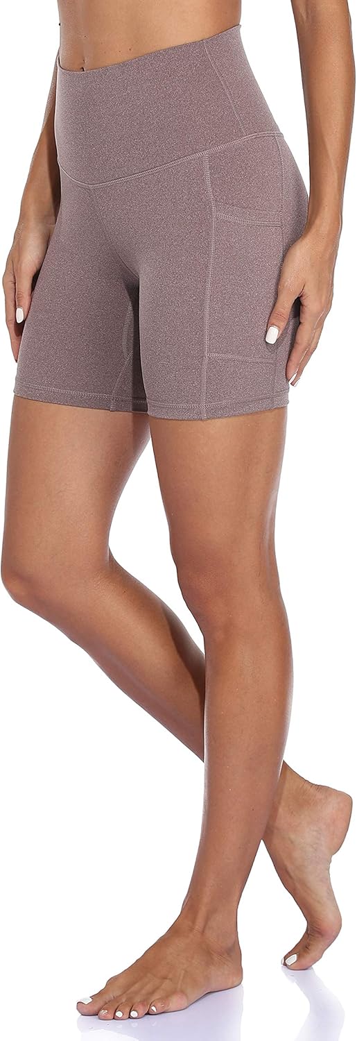 Colorfulkoala Women's High Waisted Yoga Shorts with Pockets 6" Inseam Workout Biker Shorts: Clothing