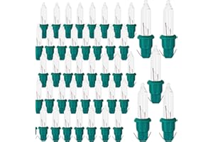 Dazzle Bright 120 Pcs Replacement Christmas Mini Light Bulbs, Warm White Incandescent String Lights with Green Base, 2.5 V Bulbs for Indoor/Outdoor Xmas Tree Decor, 170 mA, 0.42 Watt