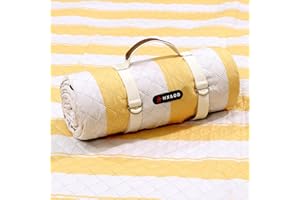 HX&OD Extra Large Picnic Outdoor Blanket, 80”x60” Waterproof Picnic Mat Foldable Camping Blanket Portable with Carry Strap for Beach Mat Outdoor Camping Party(Yellow)