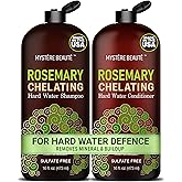 MYSTÈRE BEAUTÉ Rosemary Chelating Shampoo and Conditioner Set – Sulfate Free Hard Water Hair Care with Biotin, Keratin & Tea Tree – Clarifying & Strengthening Duo for Hair Growth – 16 oz Each