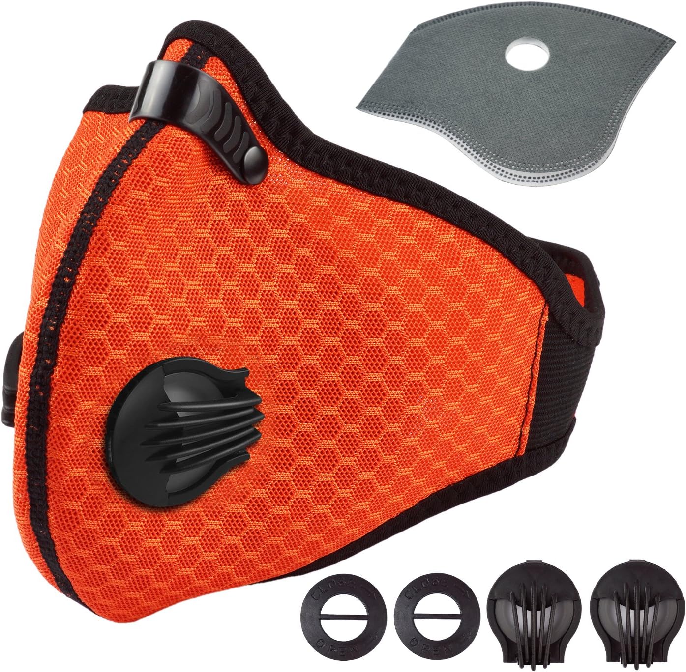 Dust Mask/Activated Carbon Dustproof Mask with Extra Filter Cotton Sheet and Valves for Anti Pollen Allergy, PM2.5, Exhaust Gas, Motorcycle, Bicycle, Cycling, Ski, XSports and Outdoor Activities