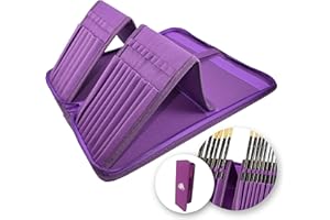 MyArtscape Paint Brush Holder, Purple Case Organizer for 15 Long Handle Brushes - Art Storage for Acrylic, Oil & Watercolor Paintbrushes - Premium Artist Quality Supplies