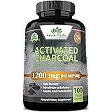 Activated Charcoal Capsules - 1,200 mg Highly Absorbent Helps Alleviate Gas & Bloating Promotes Natural detoxification Derive