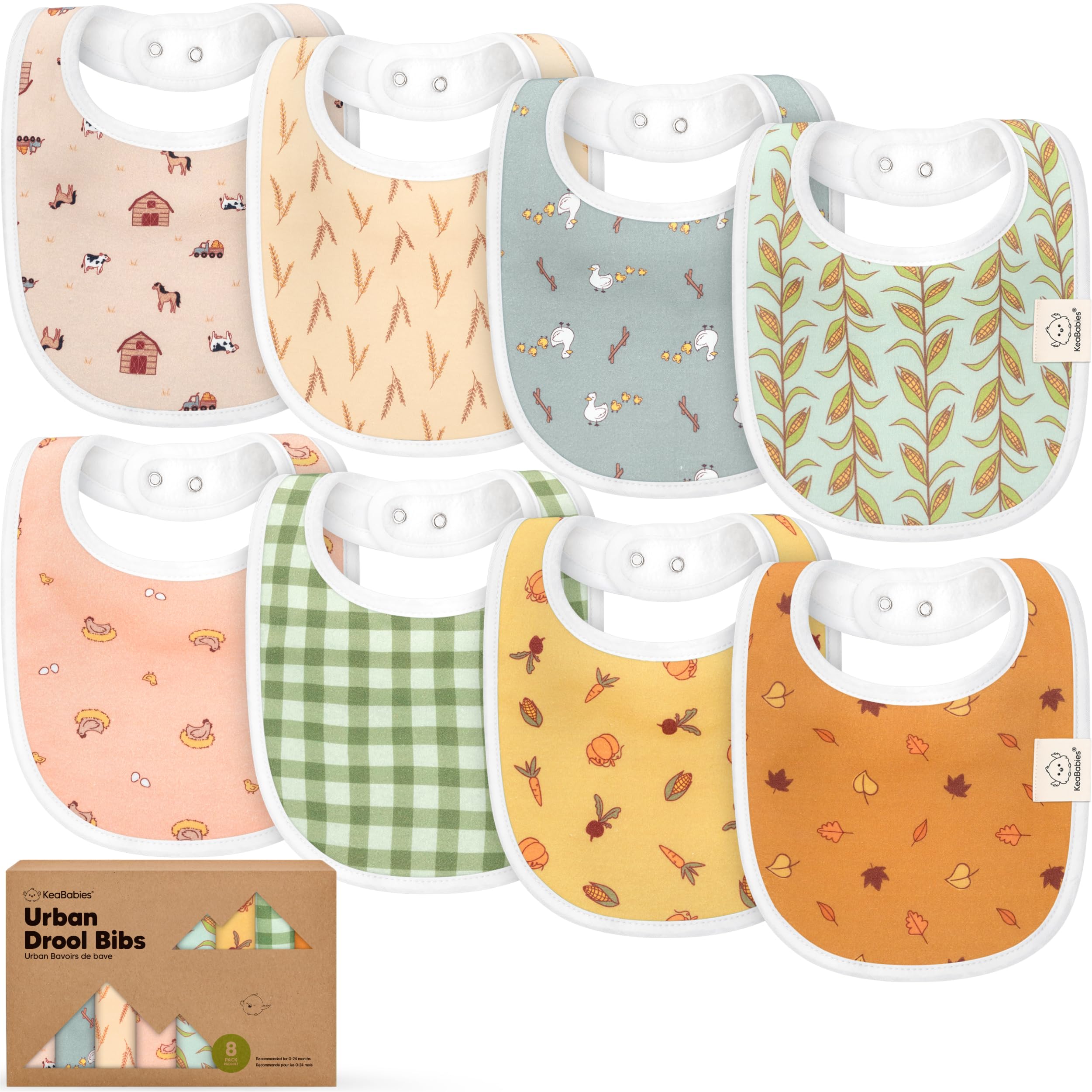 Photo 1 of 8-Pack Organic Baby Bibs for Boys, Girls - Soft Cotton Drooling and Teething Bibs for Baby Girl & Boy, Extra Absorbent, Easy to Clean & Put On for Toddler, Newborn, Infant 0-24 Months (Countryside)