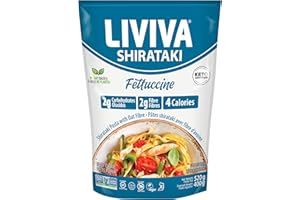 LIVIVA Organic Shirataki Konjac Fettuccine Noodle 6 Pk (110 oz) – Diabetic-Friendly Low Carb, Low Calorie Pasta Noodles Ready to Serve – No Odor, Certified Non-GMO, Gluten Free, Vegan, Plant-Based, Keto, Kosher, Halal