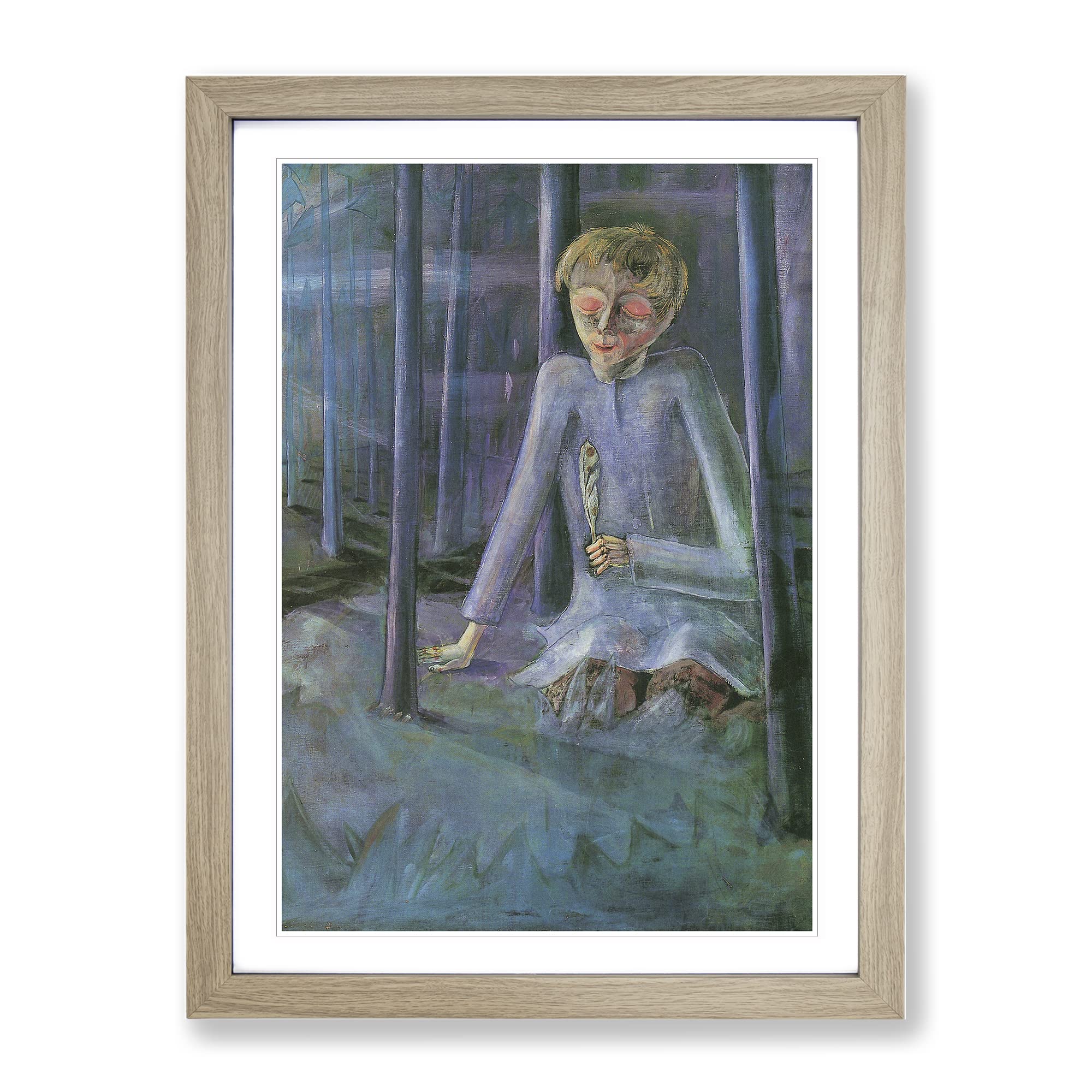 Dreaming Boy By Walter Gramatte Classic Painting Framed Wall Art Print, Ready to Hang Picture for Living Room Bedroom Home Office Décor, Oak A4 (34 x 25 cm)