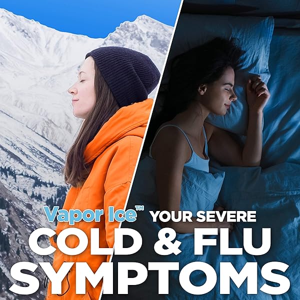 AMAZON BASIC CARE VAPOR ICE DAYTIME AND NIGHTTIME SEVERE COLD AND FLU, MULTI-SYMPTOM RELIEF FOR COUGH, SORE THROAT, NASAL CONGESTION, MAXIMUM STRENGTH COATED CAPLETS, COMBO PACK, 24 COUNT