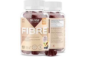 SUKU Fibre Gummies – Sugar-Free, Non-GMO, 6g Prebiotic Fibre for Digestive Health, Gut Balance & Regularity – 60 Counts
