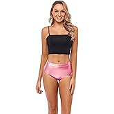 Kepblom Metallic High Waisted Booty Shorts Women's Shiny Cheeky Dance Festival Rave Bottoms