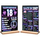 18th Birthday Party Decorations for Boy, Neon Back in 2007 Birthday Decor Poster Acrylic Table Sign, 18th Birthday Party Supplies for Men, Double-Sided