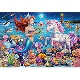 JOYZEXY 100 Piece Puzzles for Kids Ages 6-8, Mermaid and Unicorn Puzzles 100 Pieces for Kids, Underwater Scene Jigsaw Puzzle 