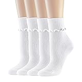 UTTPLL Womens-Ruffle-Turn-Cuff-Casual-Lettuce Socks