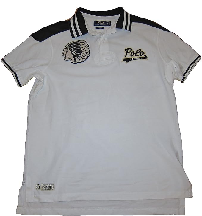 Ralph Lauren Polo Mens Custom Fit Football Chief Rugby Shirt White