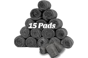 TAFFY'S Steel Wool Pads 0000 for Glass - 15 Pcs Extra Fine SteelWool for Cleaning & Polishing - Steel Wool Mice Control