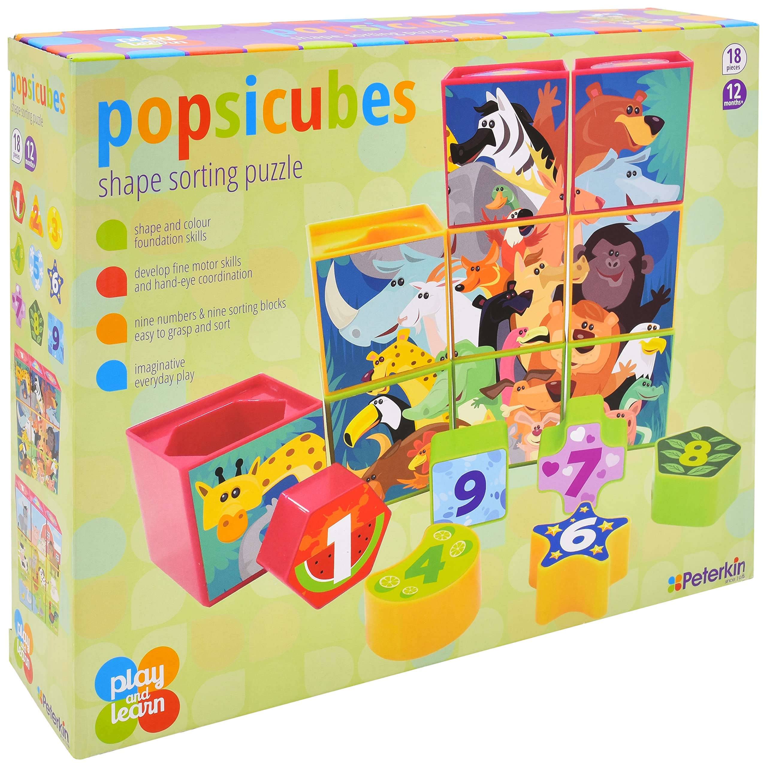 PETERKIN | Play & Learn – POPSICUBES - Shape Sorting Puzzle | Pre-School Toys | Shape Sorting Toys | Ages 12m+