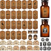 Ourbelief Halloween Potion Bottle Stickers, 100 PCS Apothecary Labels | 100 PCS Set, Vinyl Material, 50 Designs, Vintage Brown Style, for Bottles and Jars