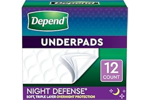 Depend Disposable Waterproof Underpads (Formerly Bed Protectors) for Incontinence, Overnight Absorbency, 12 Count